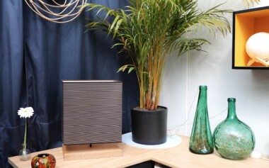 Lampe à poser avec socle chêne et abat jour rectangulaire Création Lampe à poser TOWER