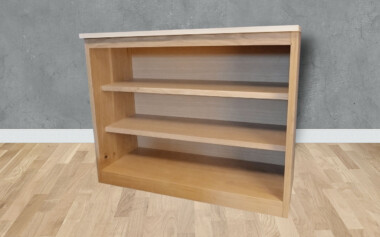 Meuble de Salle de Bain en chêne massif avec plateau blanc laqué Création meuble salle de bain en bois massif