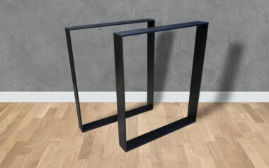 Piètement métal en acier noir mat pour table Fabrication pied en métal noir mat pour table hêtre