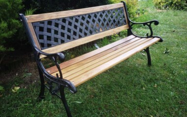 Banc de jardin en fer forgé réparé et relooké Banc jardin fer forgé bois restauré