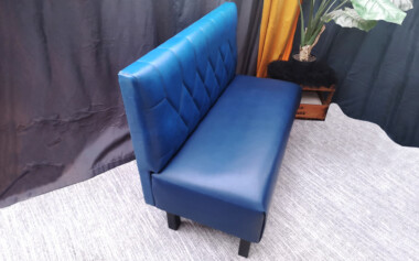 Banquette américaine Diner bleue pétrole restaurée Banquette canapé rénové relooké