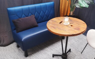 Banquette américaine Diner bleue pétrole restaurée Banquette canapé rénové relooké