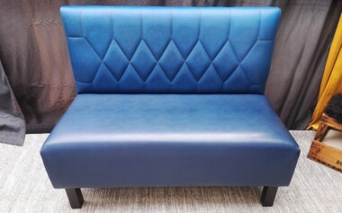 Banquette américaine Diner bleue pétrole restaurée Banquette canapé rénové relooké