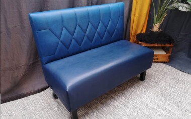 Banquette américaine Diner bleue pétrole restaurée Banquette canapé rénové relooké
