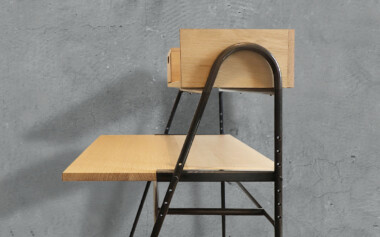 Bureau bois et métal de type industriel Bureau chêne massif piètement acier meuble industriel