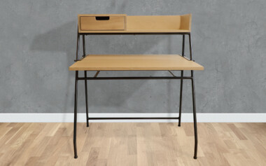 Bureau bois et métal de type industriel Bureau chêne massif piètement acier meuble industriel