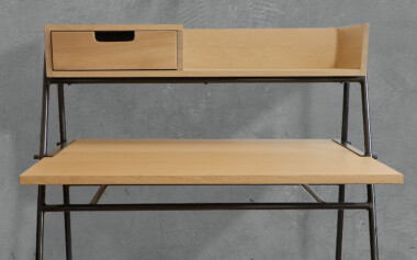 Bureau bois et métal de type industriel Bureau chêne massif piètement acier meuble industriel