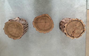 Chevet ou bout de canapé en rondin de bois brut Rondin bois brut transformé en chevet ou bout de canapé