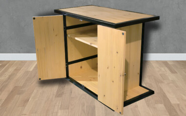 Meuble bois et métal sur-mesure avec étagère réglable pour vivarium Buffet meuble industriel bois métal étagère réglable