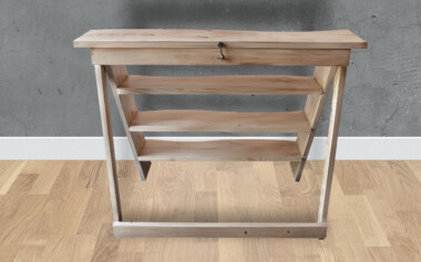 Présentoir à étagères en bois de palette recyclé et forme d'escabeau Présentoir escabeau avec étagère courbe en bois de palette recyclé