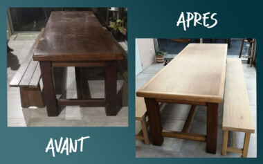 Restauration de table et fabrication de bancs en chêne massif Restauration fabrication table et banc en chêne